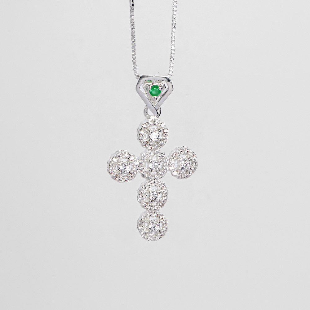 Halo-Circle-Cross-Necklace-silver-LUCIGO