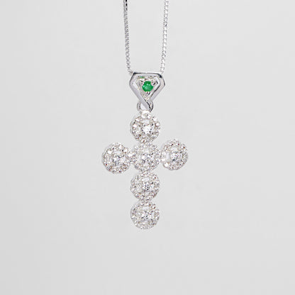 Halo-Circle-Cross-Necklace-silver-LUCIGO