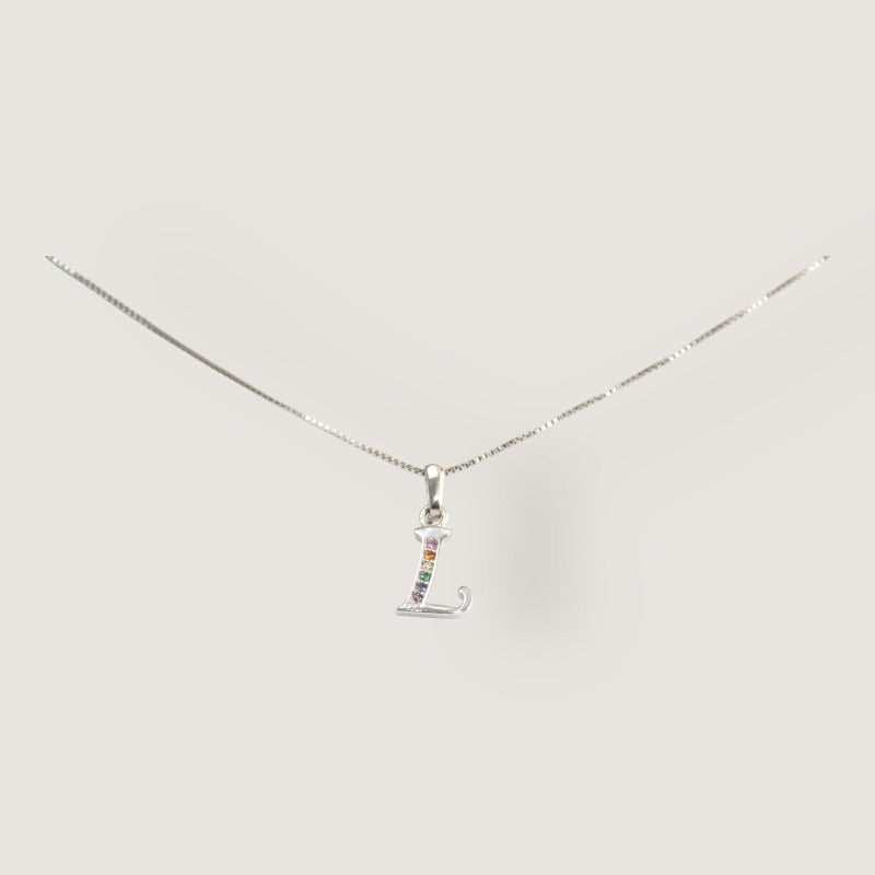 Initial Necklaces for Women. Dainty Silver Rhodium Finish Letter Necklace. Personalized Tiny Initial Pendant Necklace