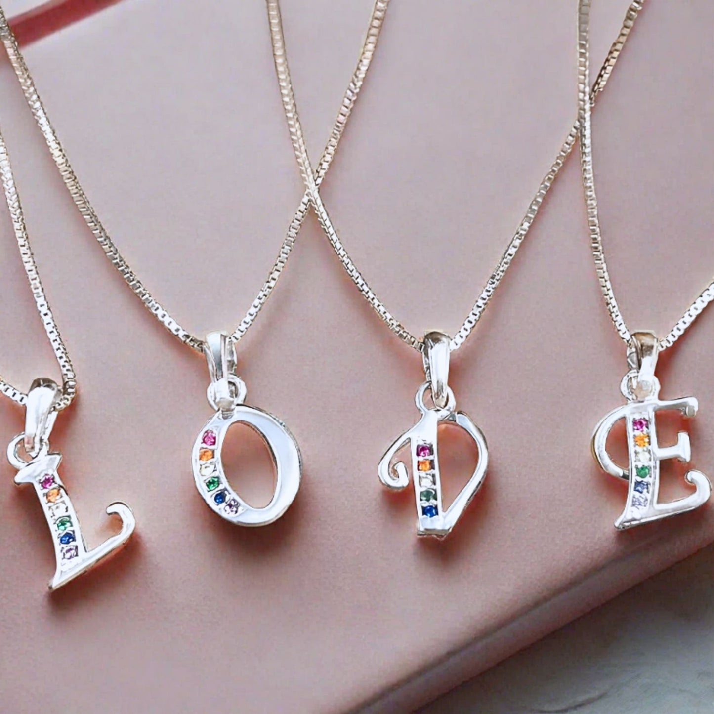 Initial Necklaces for Women. Dainty Silver Rhodium Finish Letter Necklace. Personalized Tiny Initial Pendant Necklace