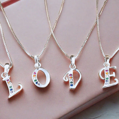 Initial Necklaces for Women. Dainty Silver Rhodium Finish Letter Necklace. Personalized Tiny Initial Pendant Necklace