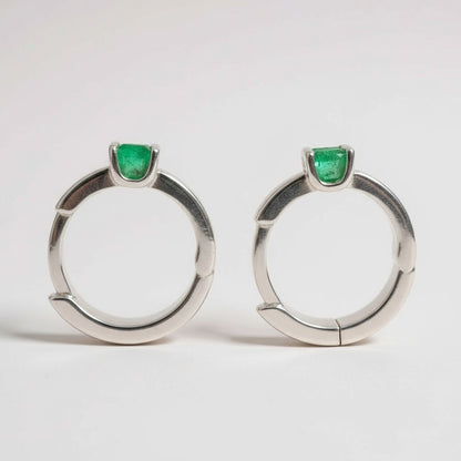 colombian emerald huggie hoop earrings sterling  pair silver lucigo jewelry 