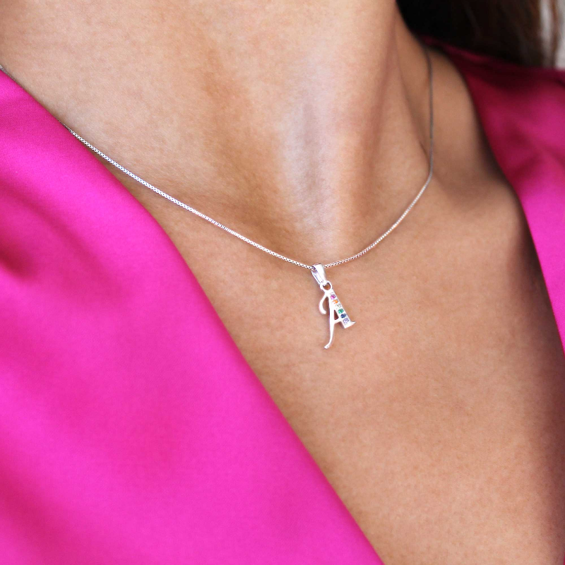 Initial Necklaces for Women. Dainty Silver Rhodium Finish Letter Necklace. Personalized Tiny Initial Pendant Necklace