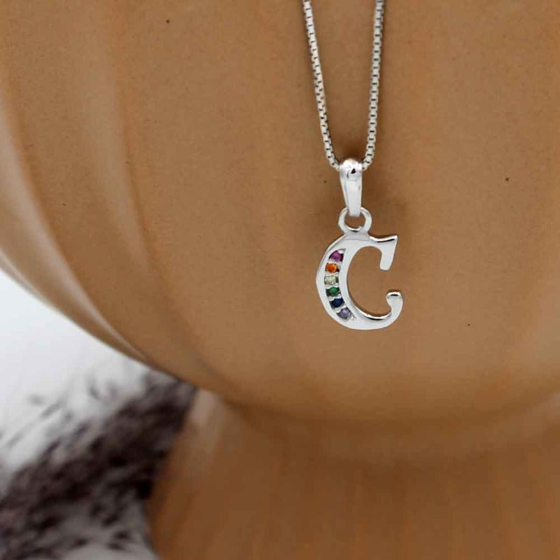 Initial Necklaces for Women. Dainty Silver Rhodium Finish Letter Necklace. Personalized Tiny Initial Pendant Necklace. Lucigo jewelry