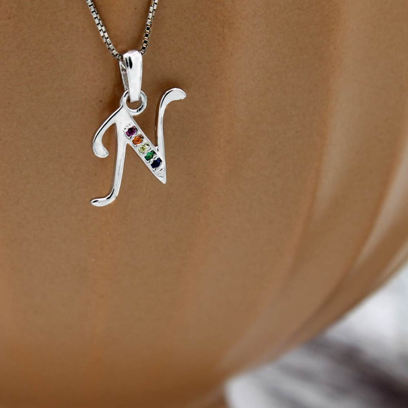 Initial Necklaces for Women. Dainty Silver Rhodium Finish Letter Necklace. Personalized Tiny Initial Pendant Necklace