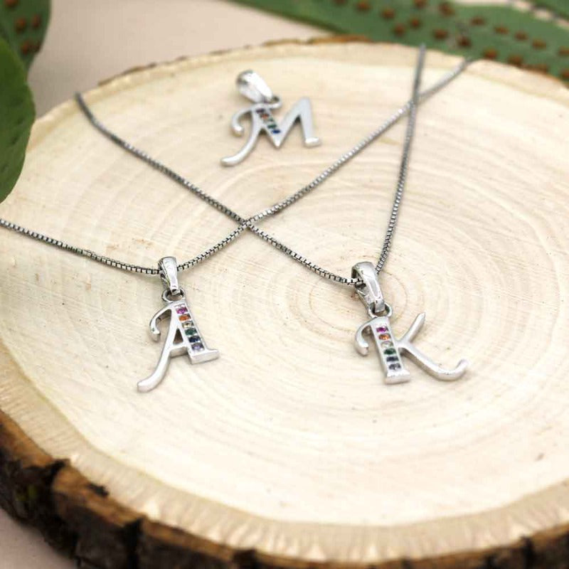 Initial Necklaces for Women. Dainty Silver Rhodium Finish Letter Necklace. Personalized Tiny Initial Pendant Necklace