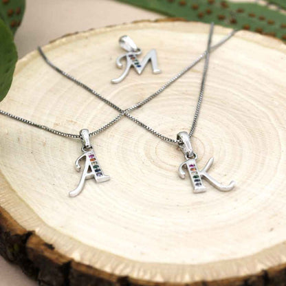 Initial Necklaces for Women. Dainty Silver Rhodium Finish Letter Necklace. Personalized Tiny Initial Pendant Necklace