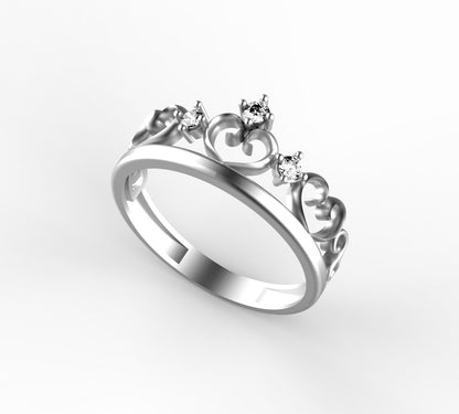 Anillo de Quinceañera de oro de 18k con corazones